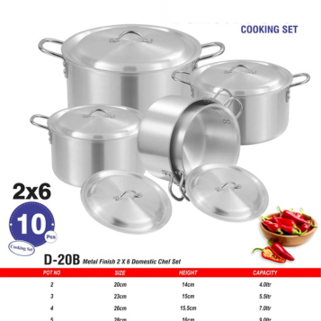 D-20-B AL Cooking Set 2x6 Metal Finish