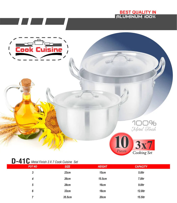 AL Cook Cuisine Set 3x7 Metal Finish 10 sold in last 12 hours